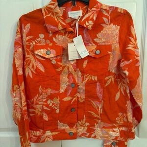 Chico's Women's Orange Floral Jacket